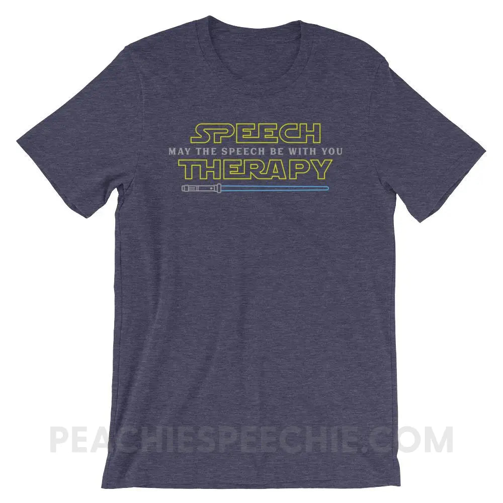 May The Speech Be With You Premium Soft Tee - Heather Midnight Navy / XS - T-Shirts & Tops peachiespeechie.com