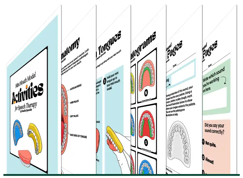 Medical or dental educational materials showing anatomical diagrams and activity sheets.