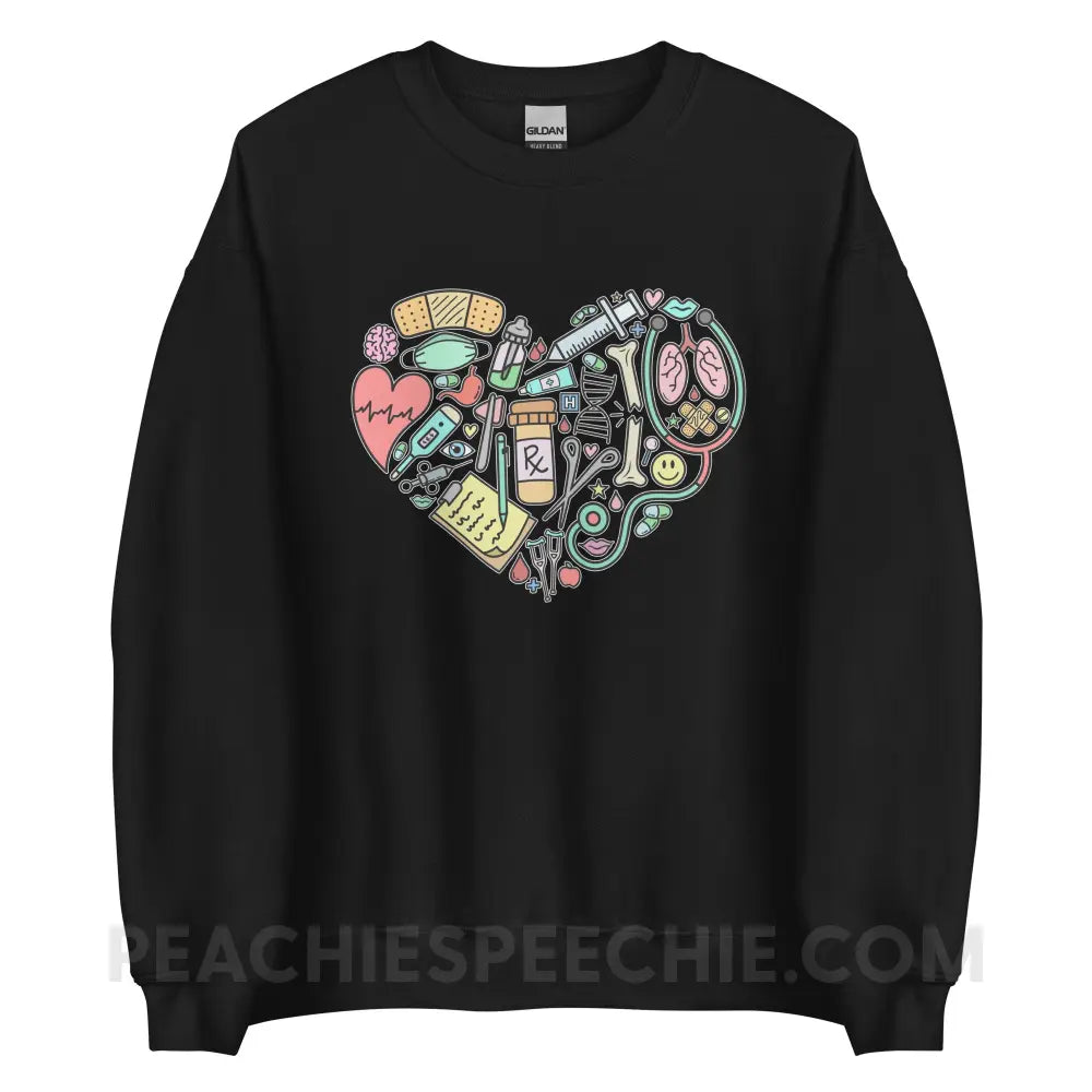 Medical Heart Classic Sweatshirt - Black / S - peachiespeechie.com