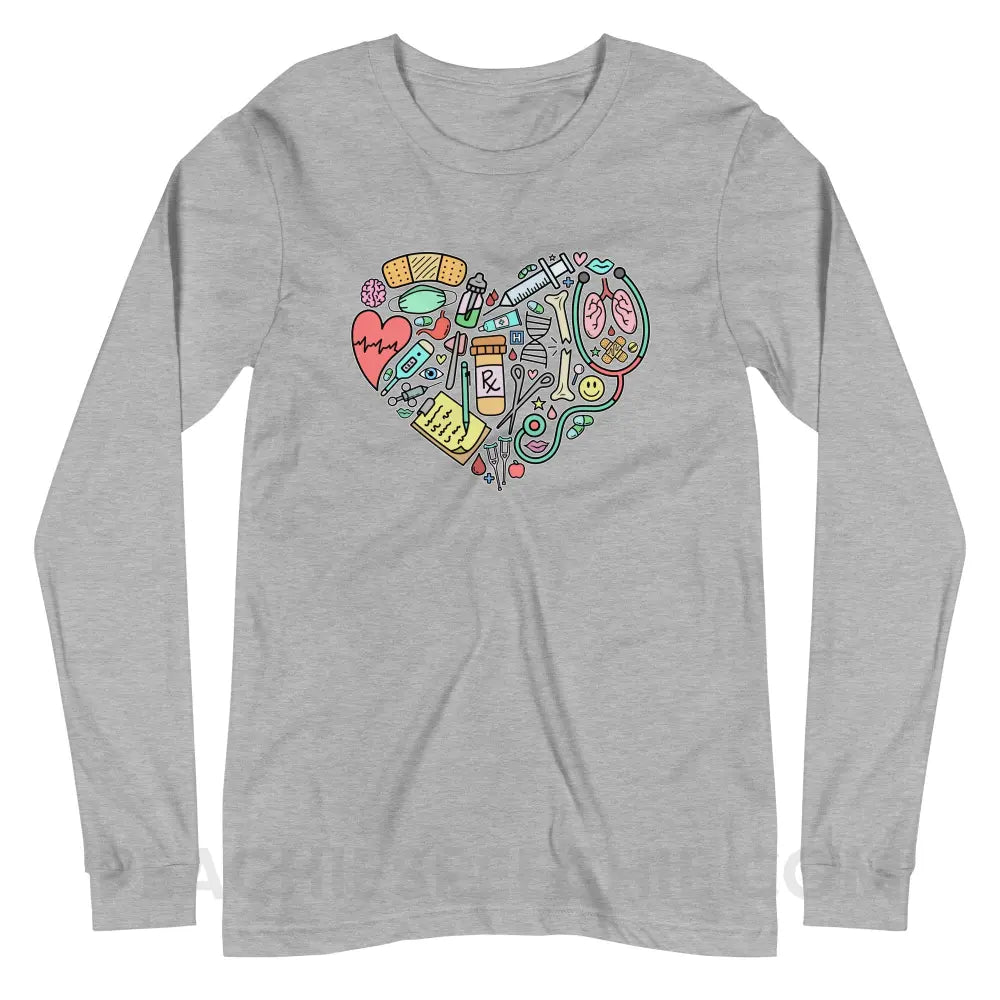 Medical Heart Premium Long Sleeve - Athletic Heather / XS - Long-sleeve peachiespeechie.com