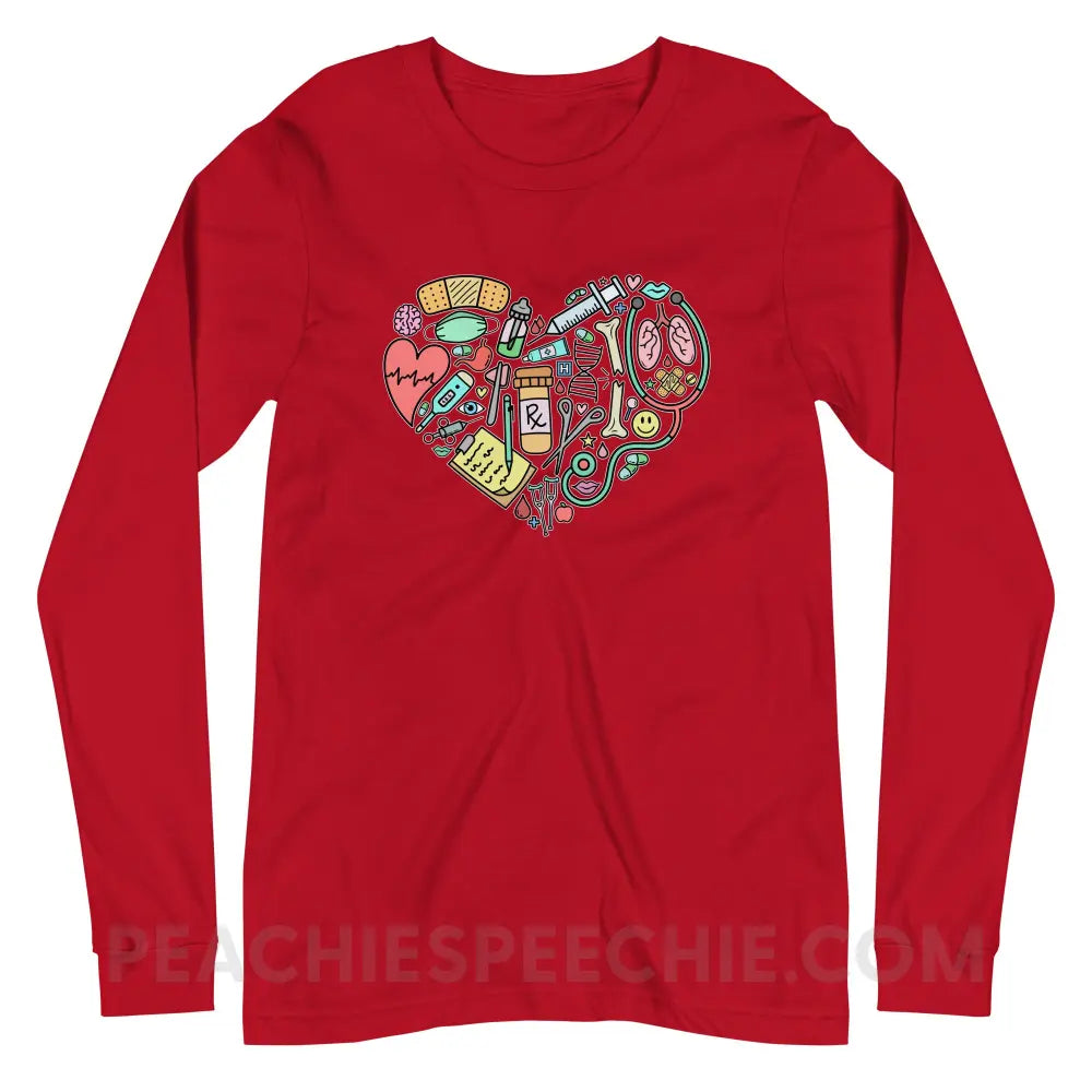 Medical Heart Premium Long Sleeve - Red / XS - Long-sleeve peachiespeechie.com