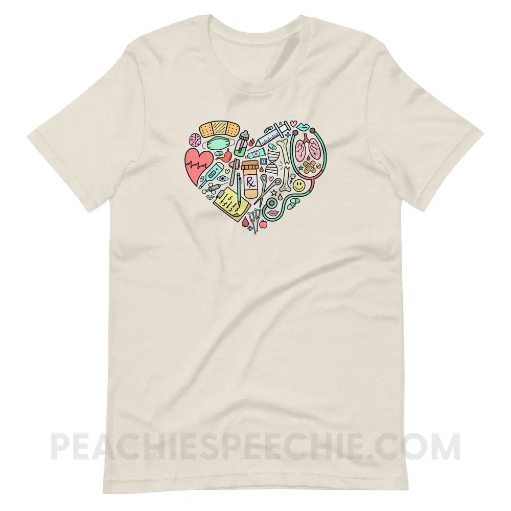 Medical Heart Premium Soft Tee - Heather Dust / S - T-Shirt peachiespeechie.com