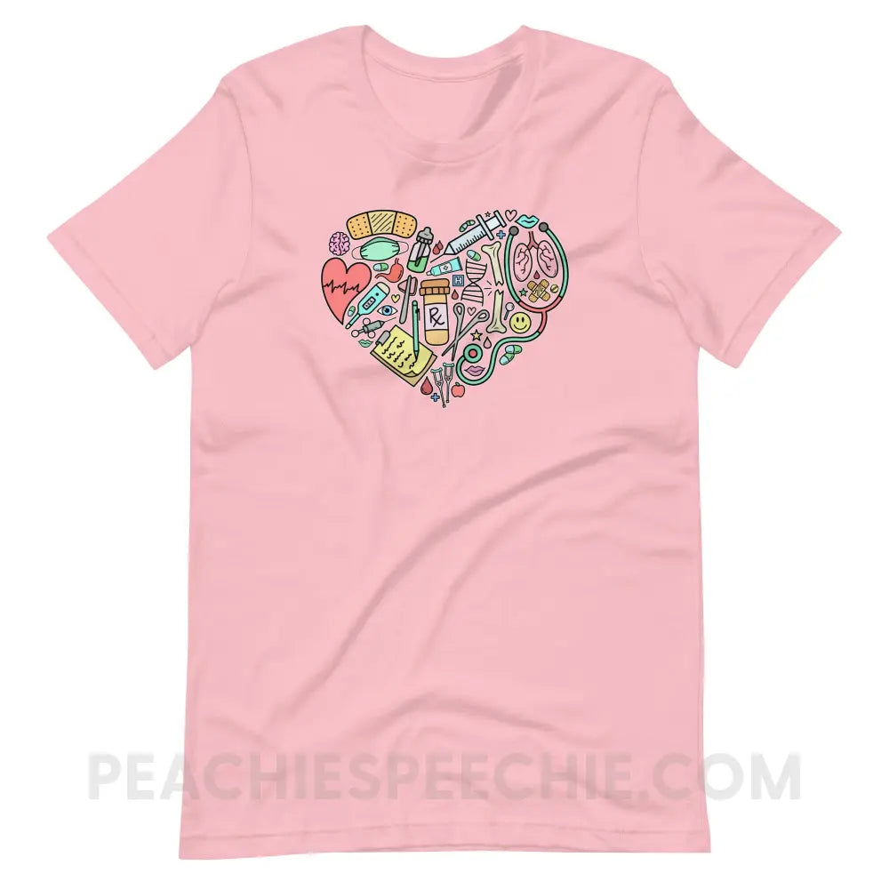 Medical Heart Premium Soft Tee - Pink / S - T-Shirt peachiespeechie.com