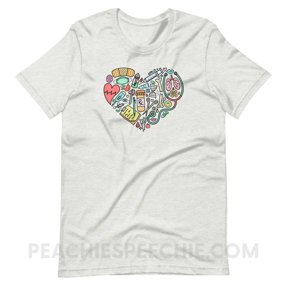 Medical Heart Premium Soft Tee - Ash / S - T-Shirt peachiespeechie.com