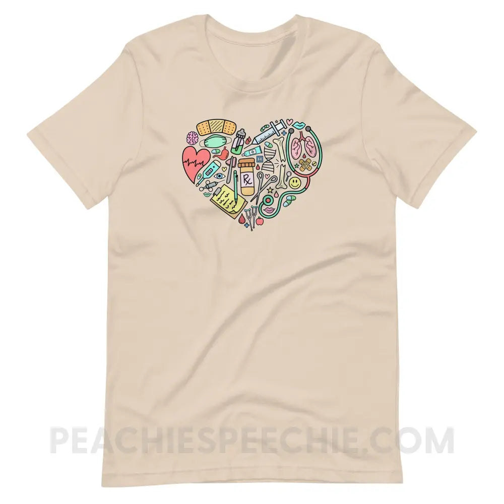 Medical Heart Premium Soft Tee - Cream / XS - T-Shirt peachiespeechie.com