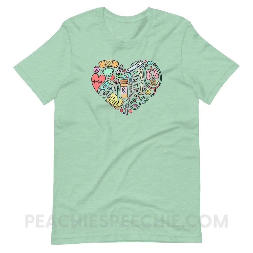 Medical Heart Premium Soft Tee - Heather Prism Mint / XS - T-Shirt peachiespeechie.com