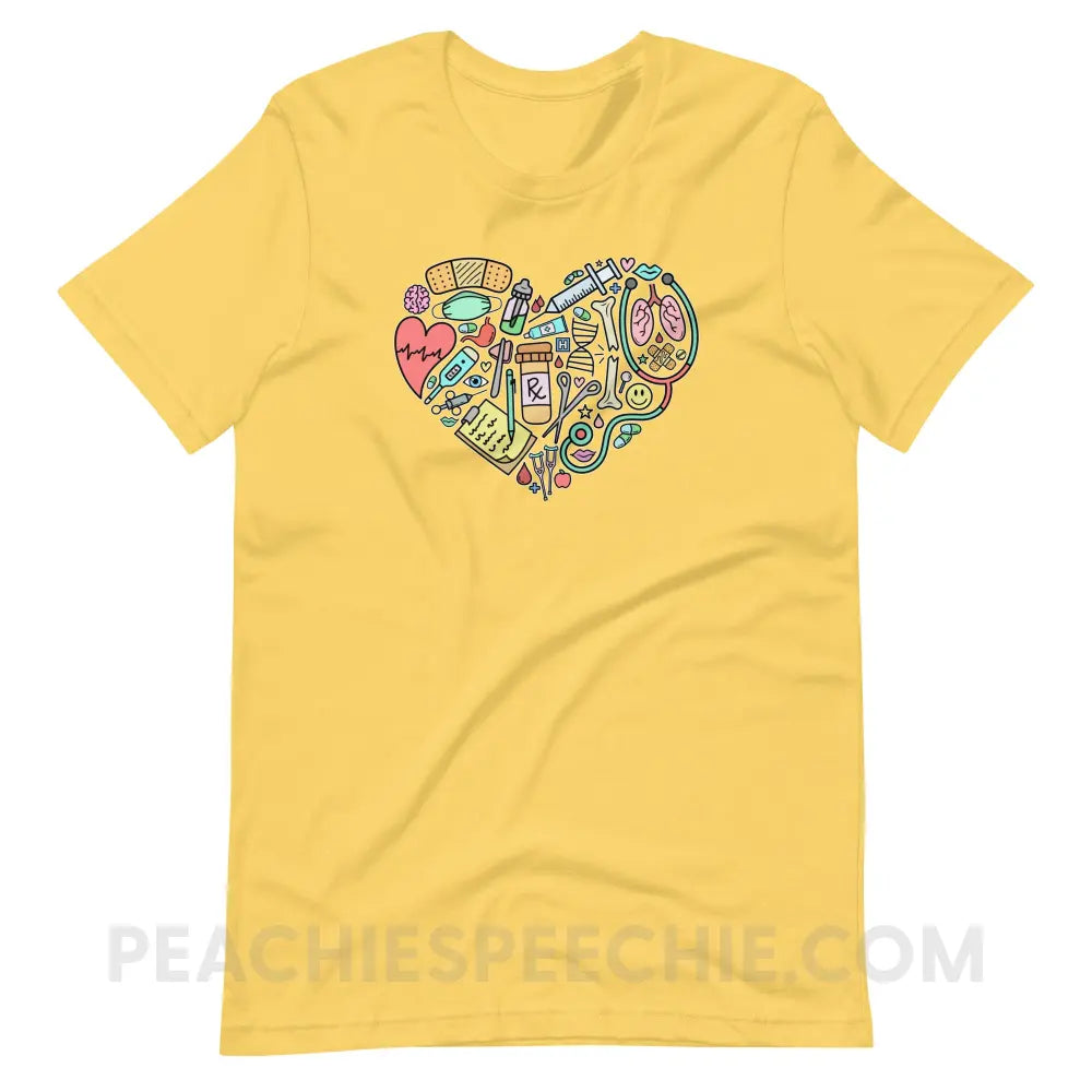 Medical Heart Premium Soft Tee - Yellow / S - T-Shirt peachiespeechie.com