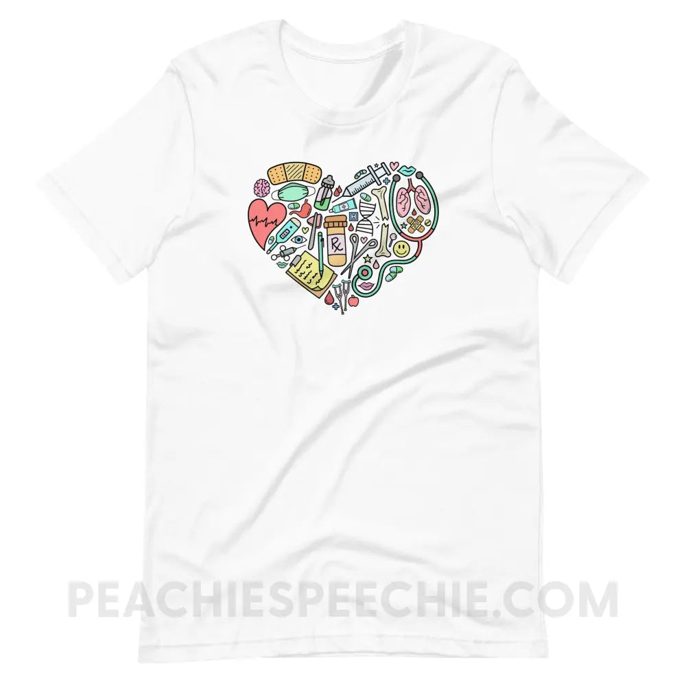 Medical Heart Premium Soft Tee - White / XS - T-Shirt peachiespeechie.com