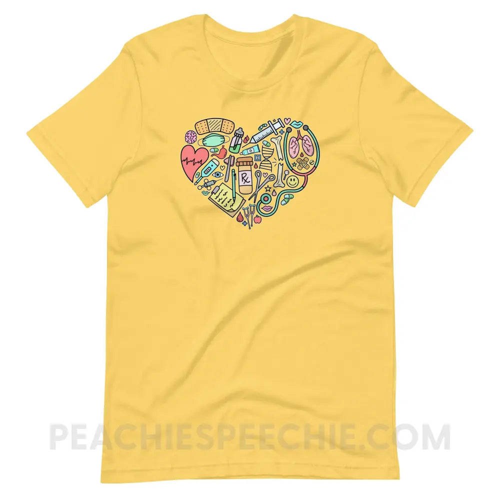 Medical Heart Premium Soft Tee - Yellow / S - T-Shirt peachiespeechie.com