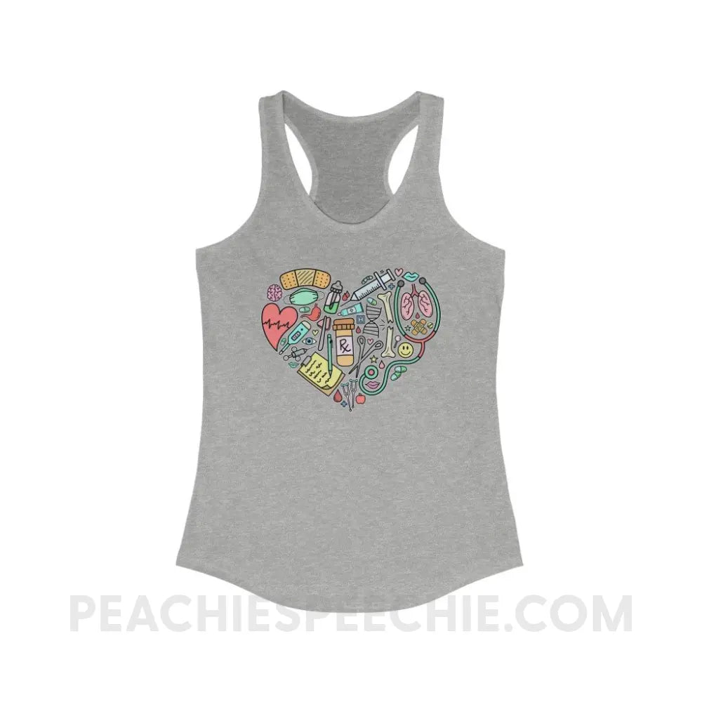 Medical Heart Superfly Racerback - Heather Grey / XS - Tank Top peachiespeechie.com