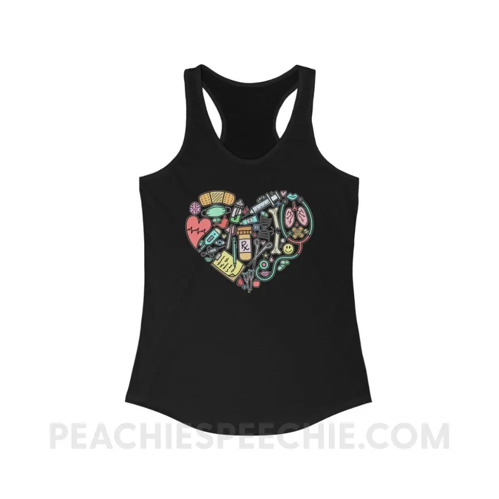 Medical Heart Superfly Racerback - Solid Black / XS - Tank Top peachiespeechie.com