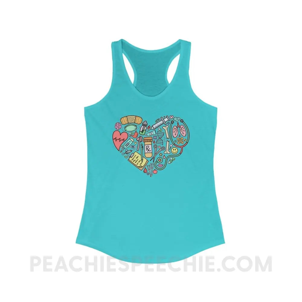 Medical Heart Superfly Racerback - Solid Tahiti Blue / XS - Tank Top peachiespeechie.com