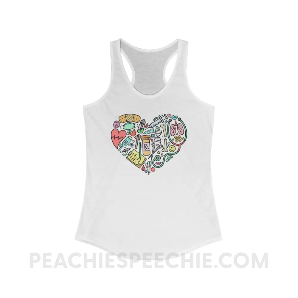 Medical Heart Superfly Racerback - Solid White / XS - Tank Top peachiespeechie.com