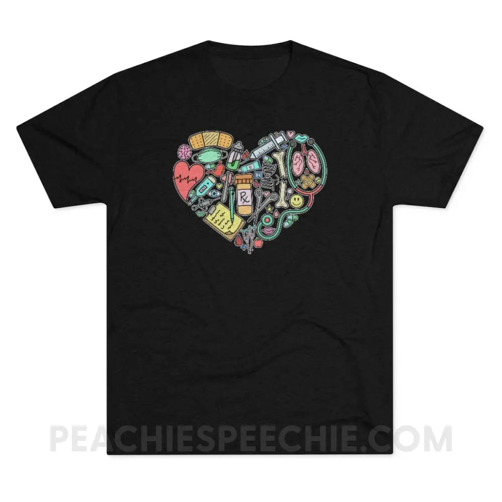 Medical Heart Vintage Tri-Blend - Black / S - T-Shirt peachiespeechie.com