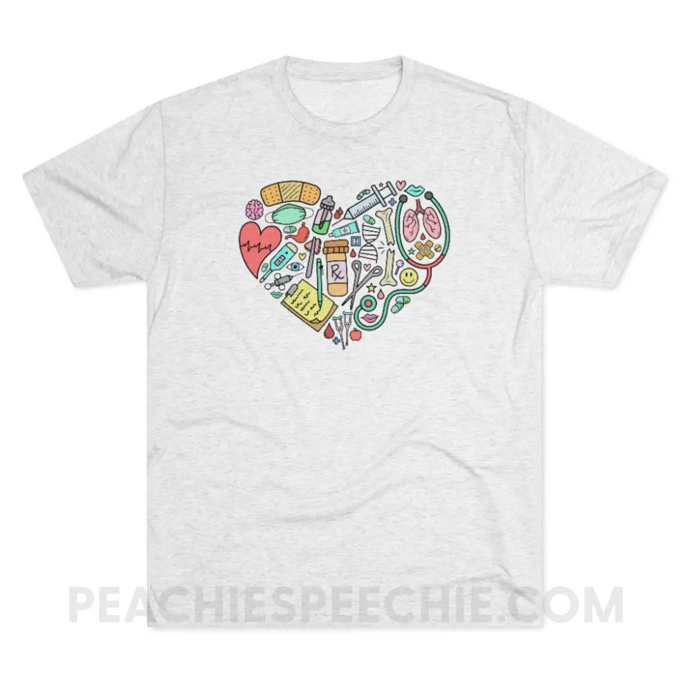 Medical Heart Vintage Tri-Blend - Heather White / S - T-Shirt peachiespeechie.com