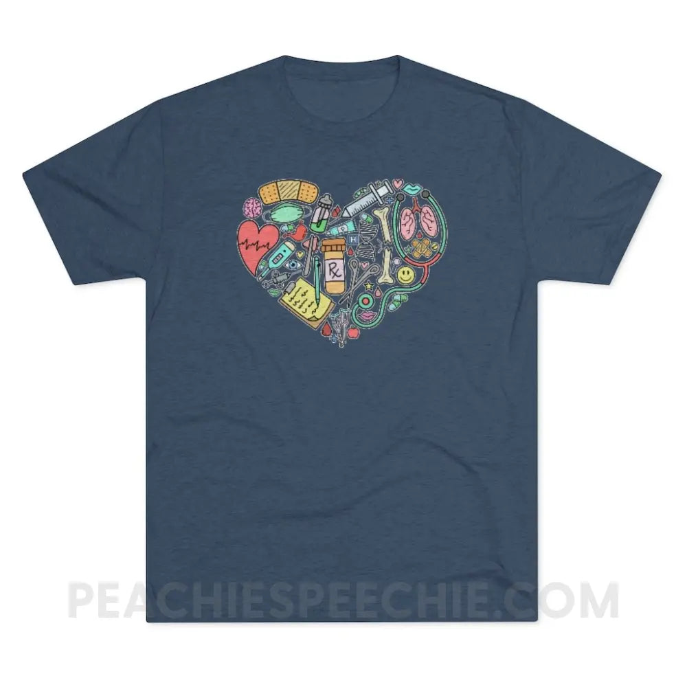 Medical Heart Vintage Tri-Blend - Indigo / S - T-Shirt peachiespeechie.com