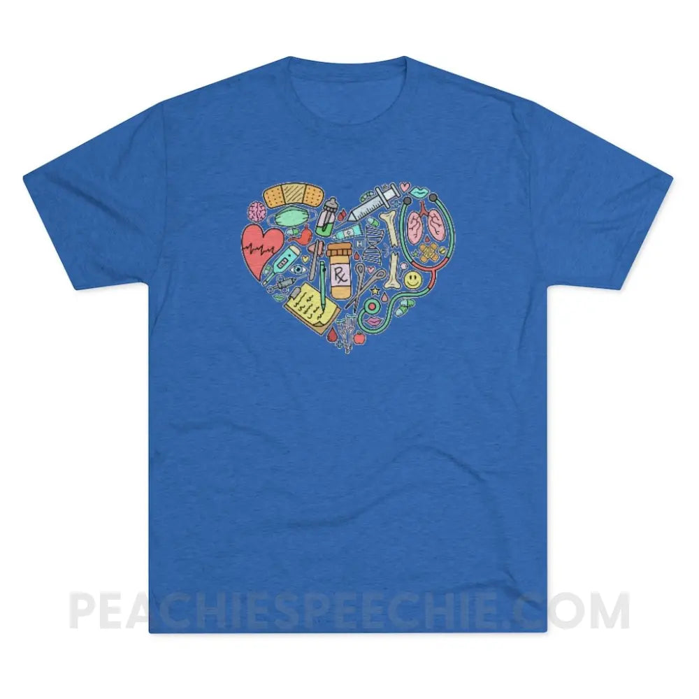Medical Heart Vintage Tri-Blend - Royal / S - T-Shirt peachiespeechie.com