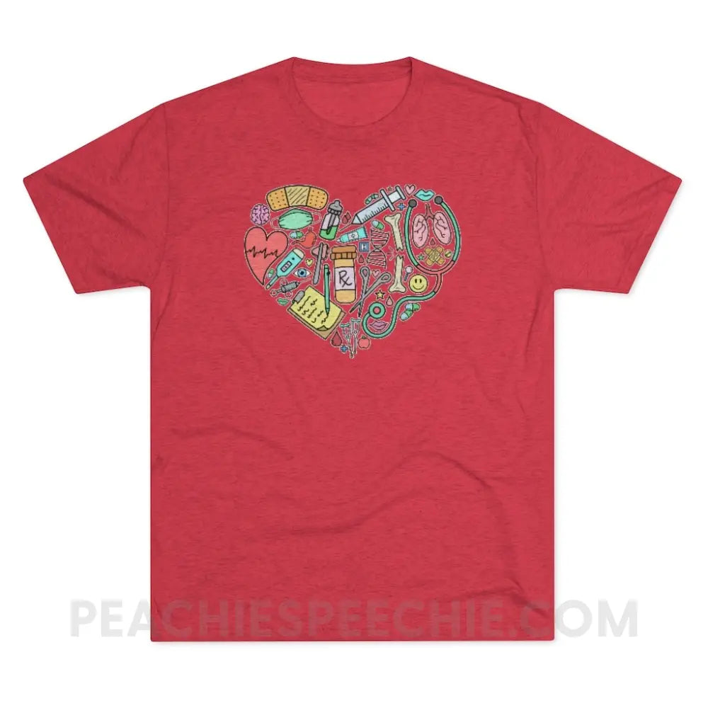Medical Heart Vintage Tri-Blend - Red / S - T-Shirt peachiespeechie.com