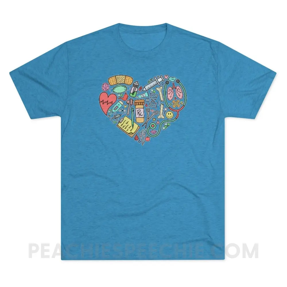 Medical Heart Vintage Tri-Blend - Turquoise / S - T-Shirt peachiespeechie.com