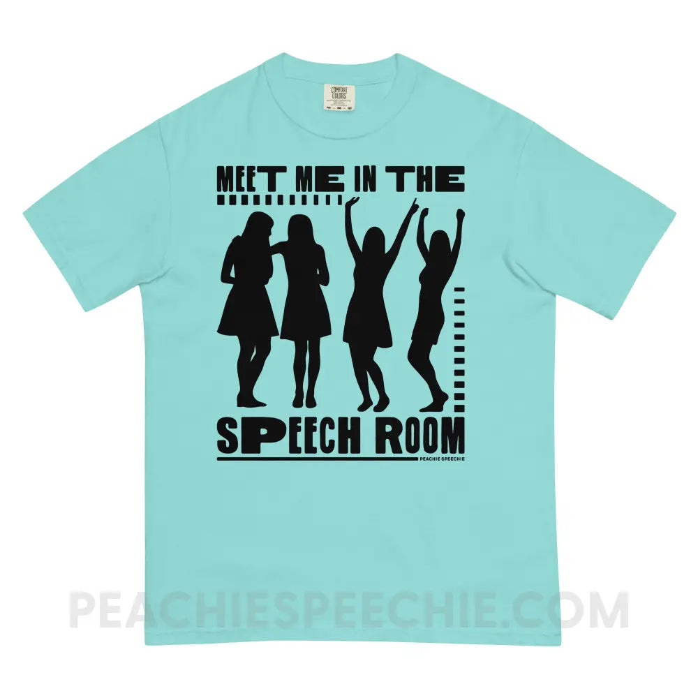 Meet Me in the Speech Room Comfort Colors Tee - Lagoon Blue / S - peachiespeechie.com