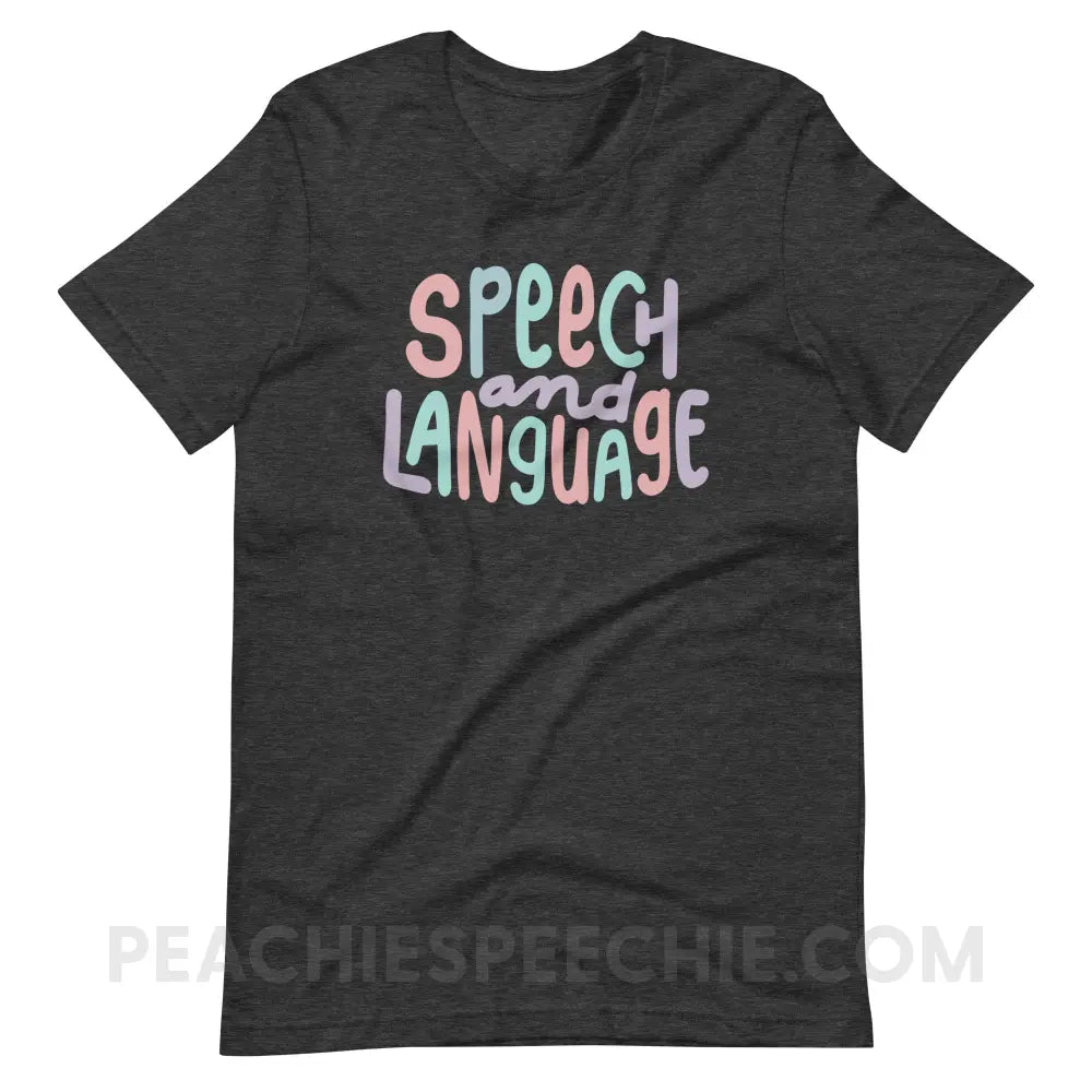 Mellow Speech and Language Premium Soft Tee - Dark Grey Heather / S - T-Shirt peachiespeechie.com