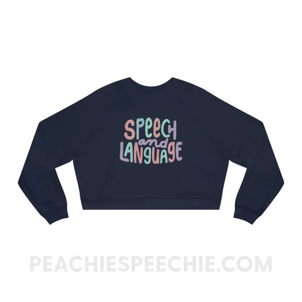Mellow Speech and Language Premium Crop Crewneck - Navy / S - Sweatshirt peachiespeechie.com