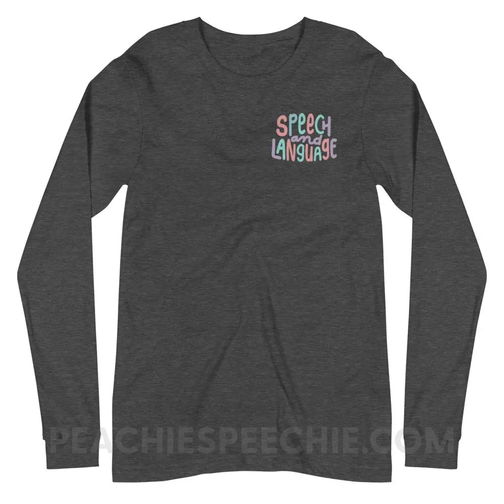 Mellow Speech and Language Premium Long Sleeve - Dark Grey Heather / XS - peachiespeechie.com