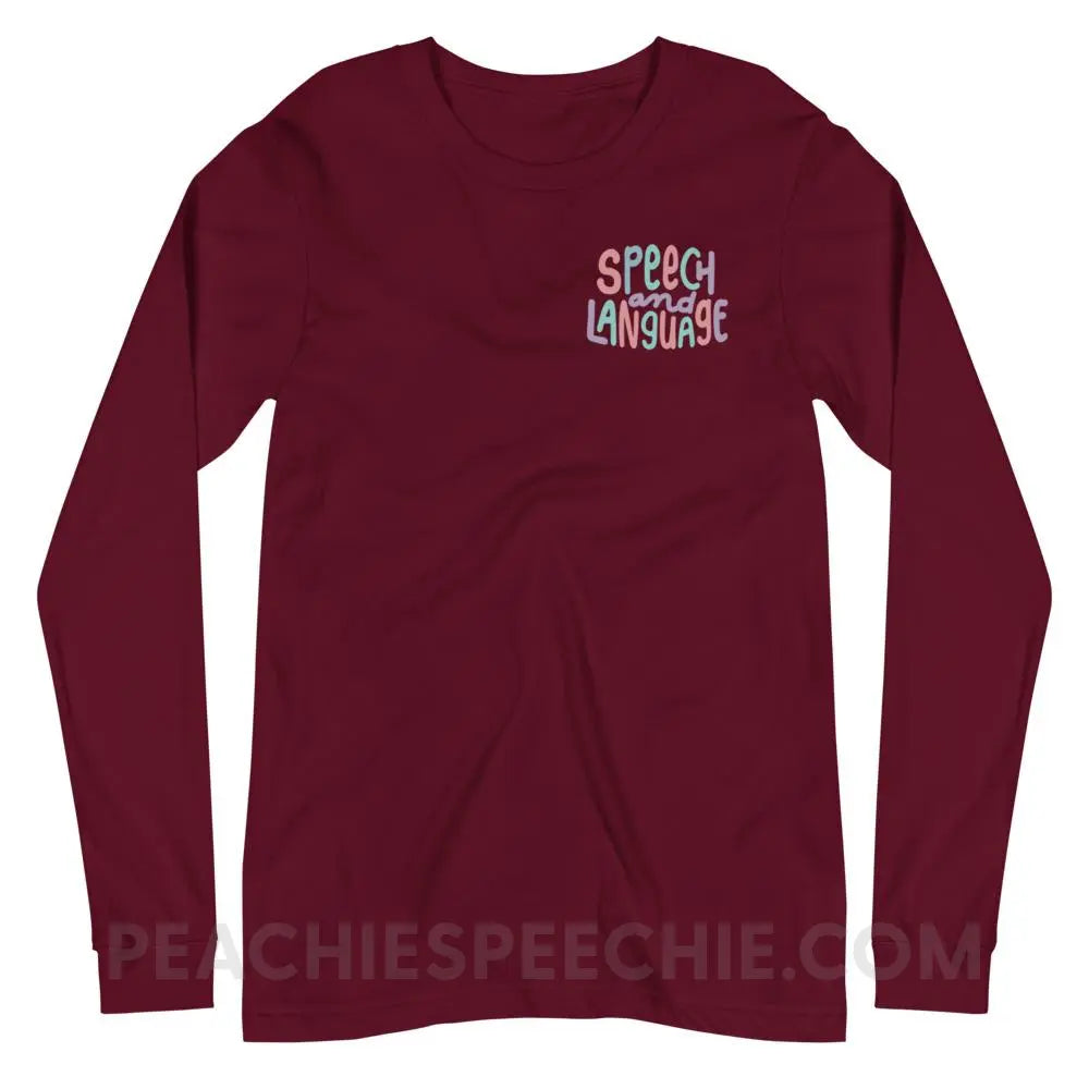 Mellow Speech and Language Premium Long Sleeve - Maroon / XS - peachiespeechie.com