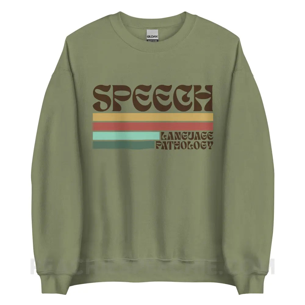 Mellow Stripes Speech Classic Sweatshirt - Military Green / S peachiespeechie.com