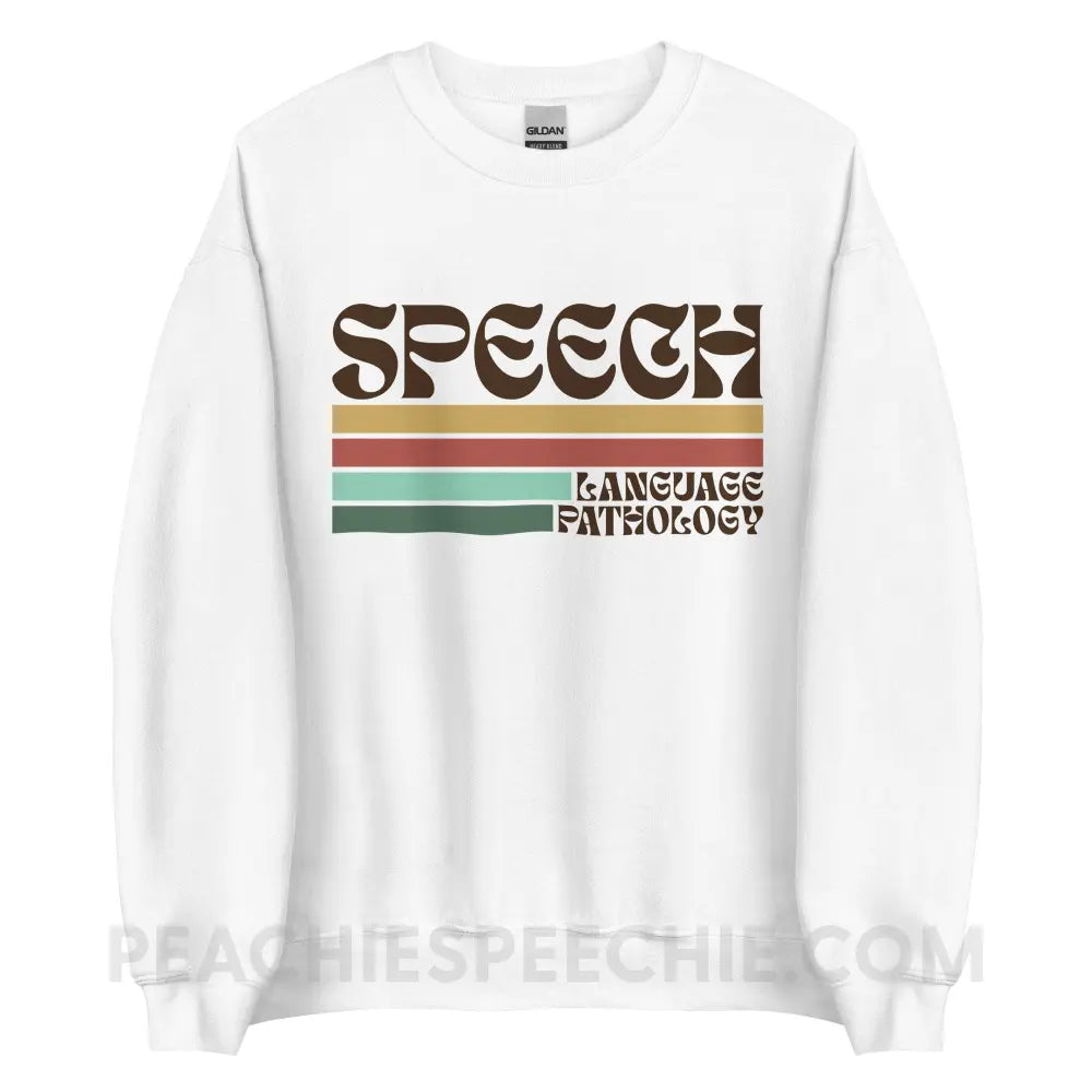 Mellow Stripes Speech Classic Sweatshirt - White / S - peachiespeechie.com