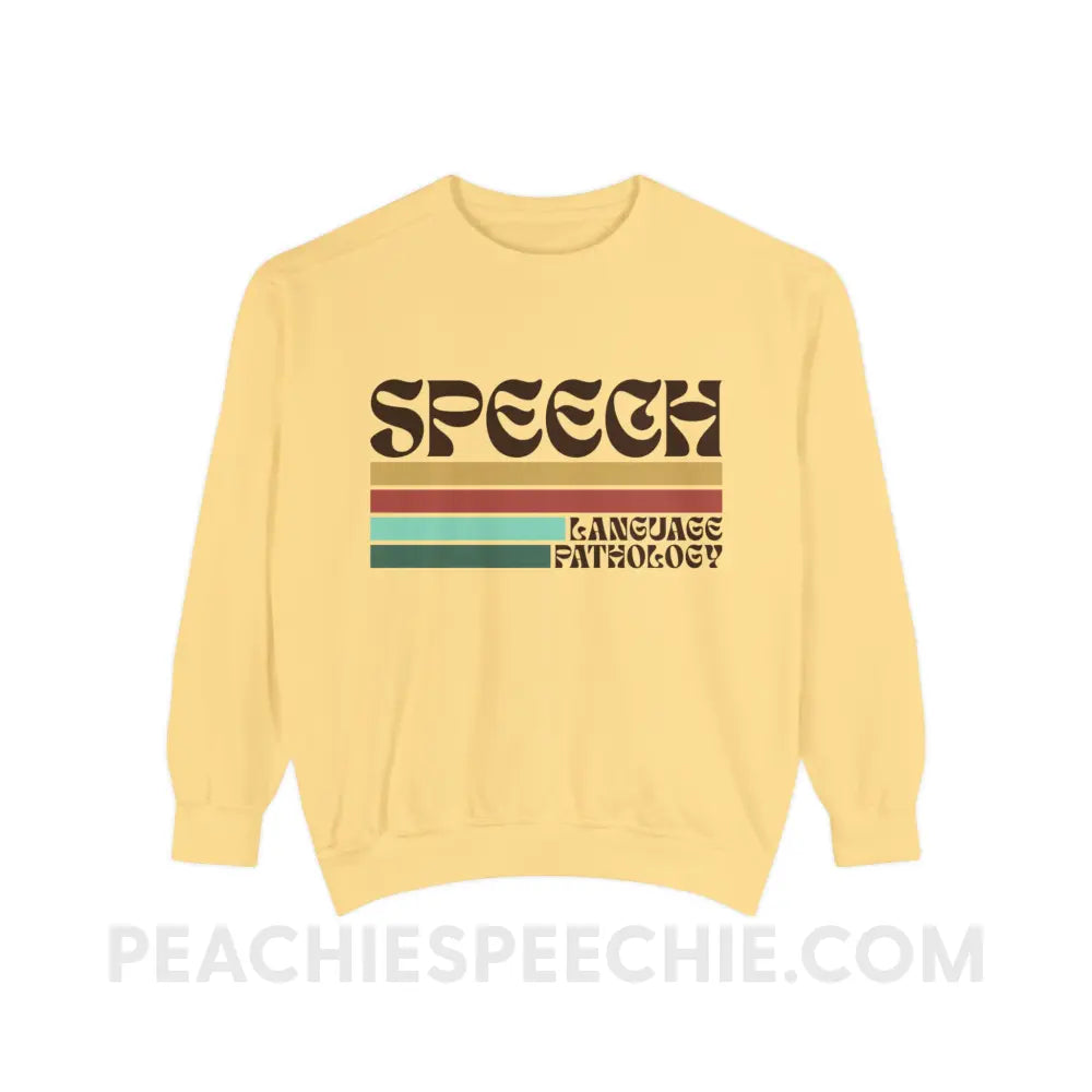 Mellow Stripes Speech Comfort Colors Crewneck - Butter / S - Sweatshirt peachiespeechie.com