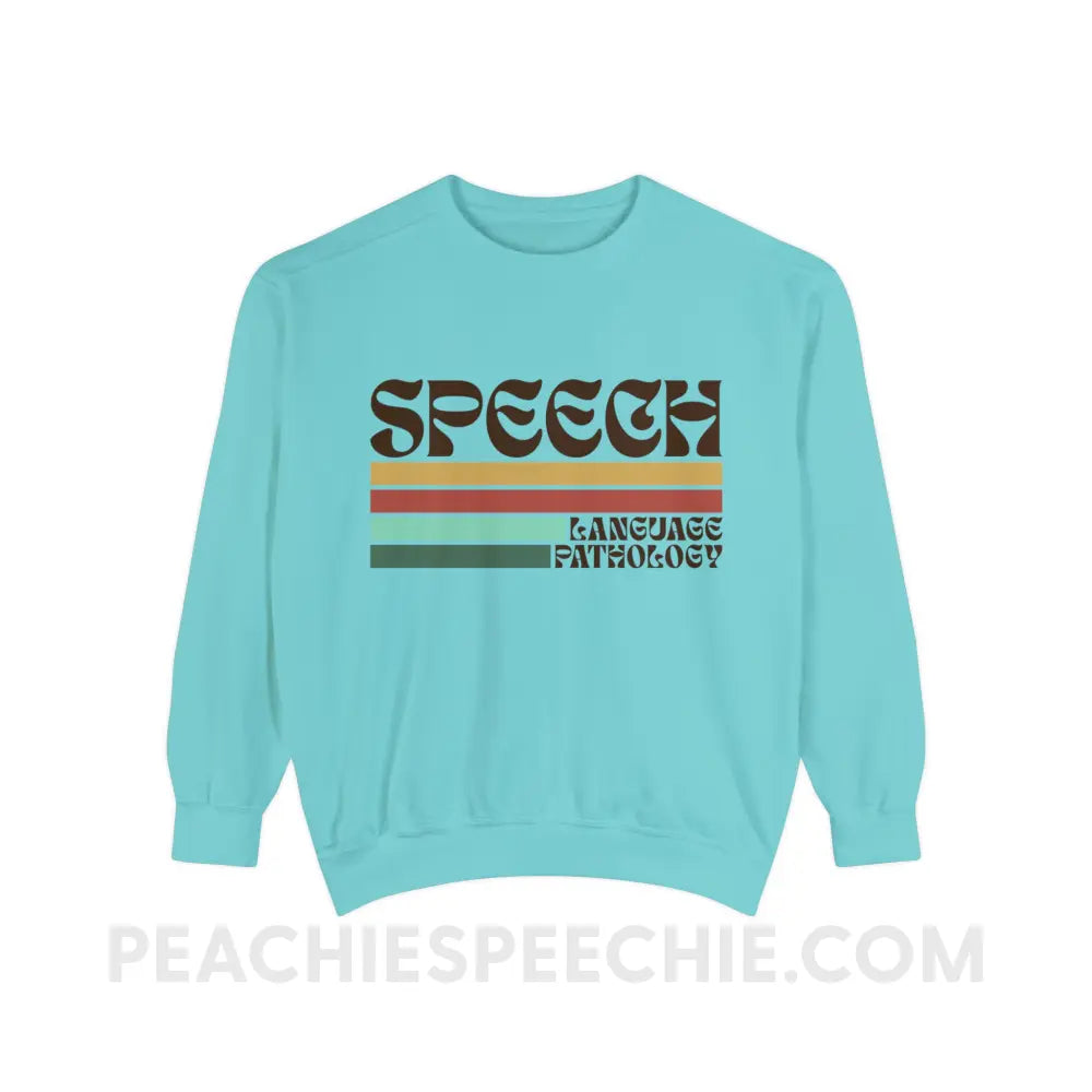 Mellow Stripes Speech Comfort Colors Crewneck - Chalky Mint / S - Sweatshirt peachiespeechie.com
