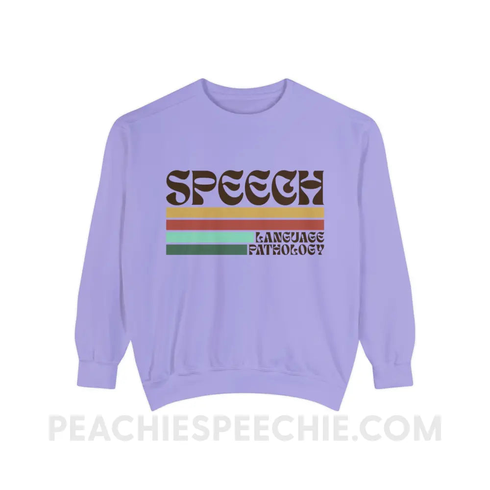 Mellow Stripes Speech Comfort Colors Crewneck - Violet / S - Sweatshirt peachiespeechie.com