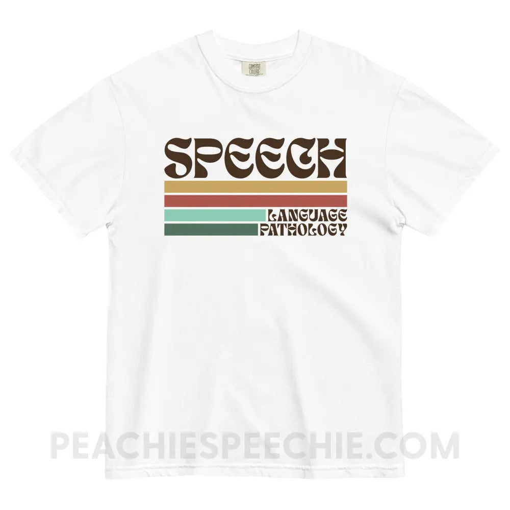 Mellow Stripes Speech Comfort Colors Tee - White / S - peachiespeechie.com