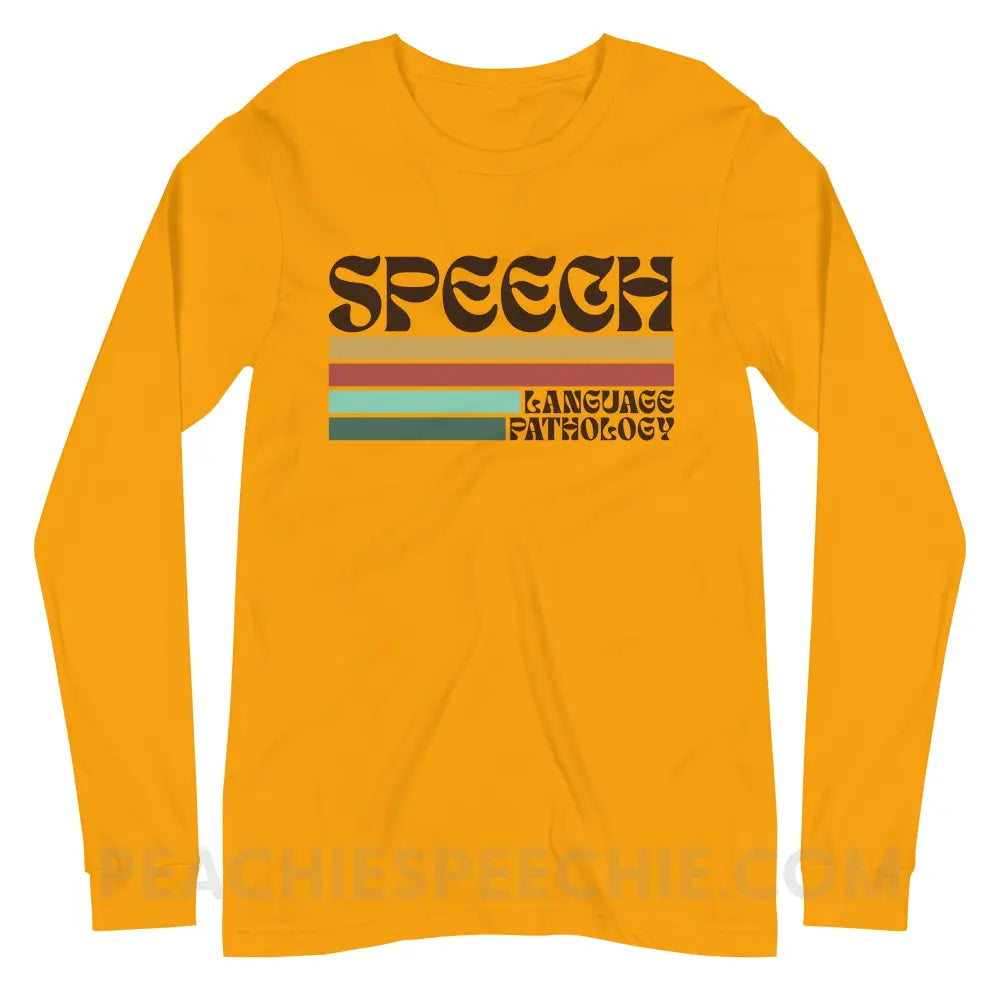 Mellow Stripes Speech Premium Long Sleeve - Gold / XS - peachiespeechie.com