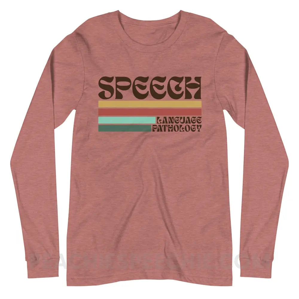 Mellow Stripes Speech Premium Long Sleeve - Heather Mauve / XS - peachiespeechie.com