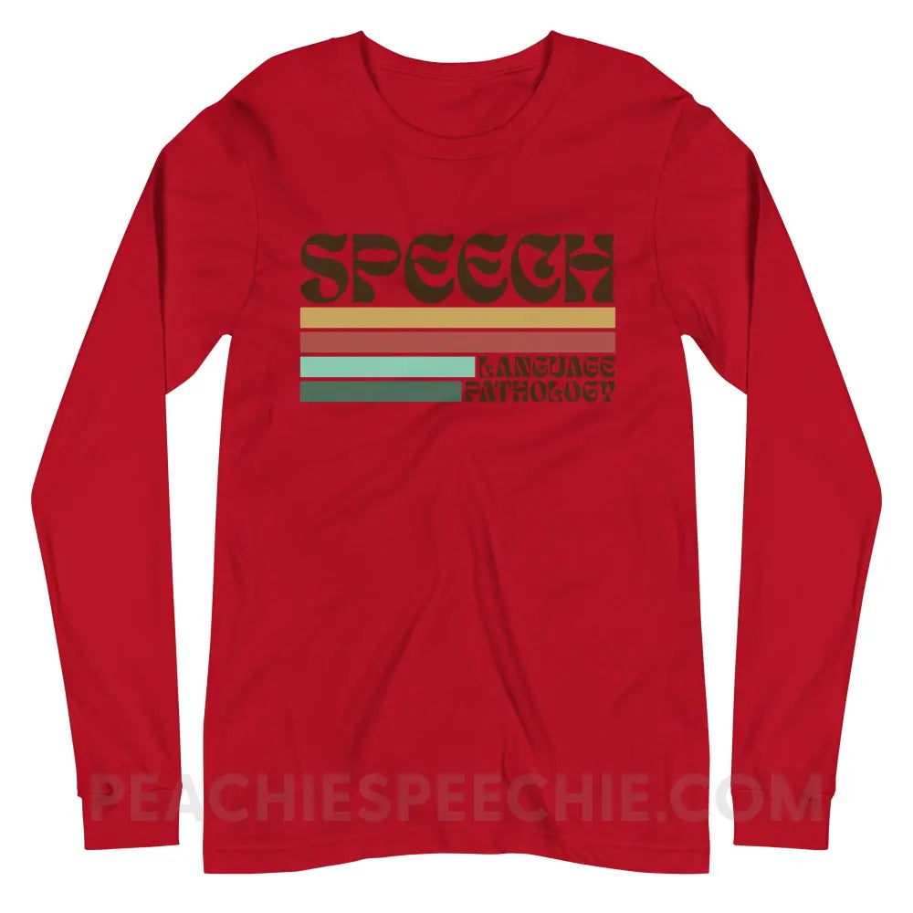 Mellow Stripes Speech Premium Long Sleeve - Red / XS - peachiespeechie.com