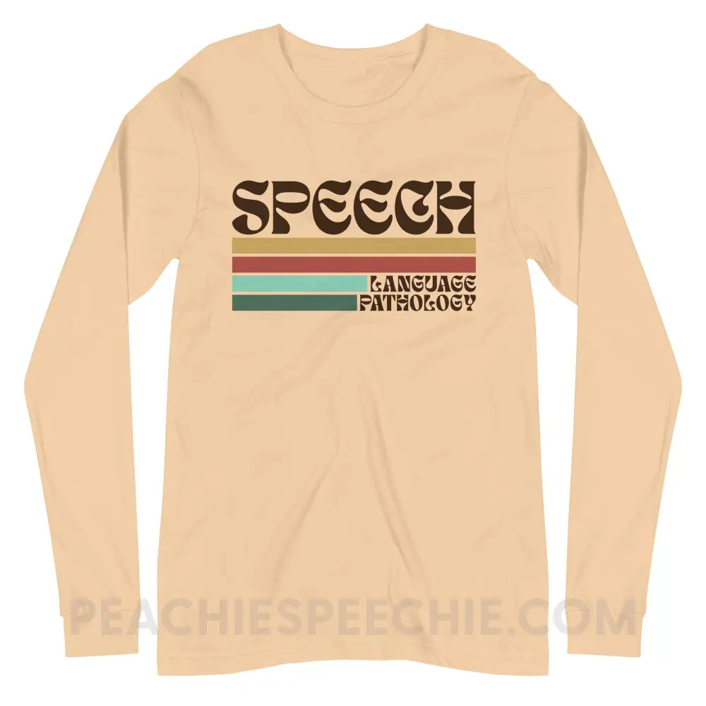 Mellow Stripes Speech Premium Long Sleeve - Sand Dune / XS - peachiespeechie.com