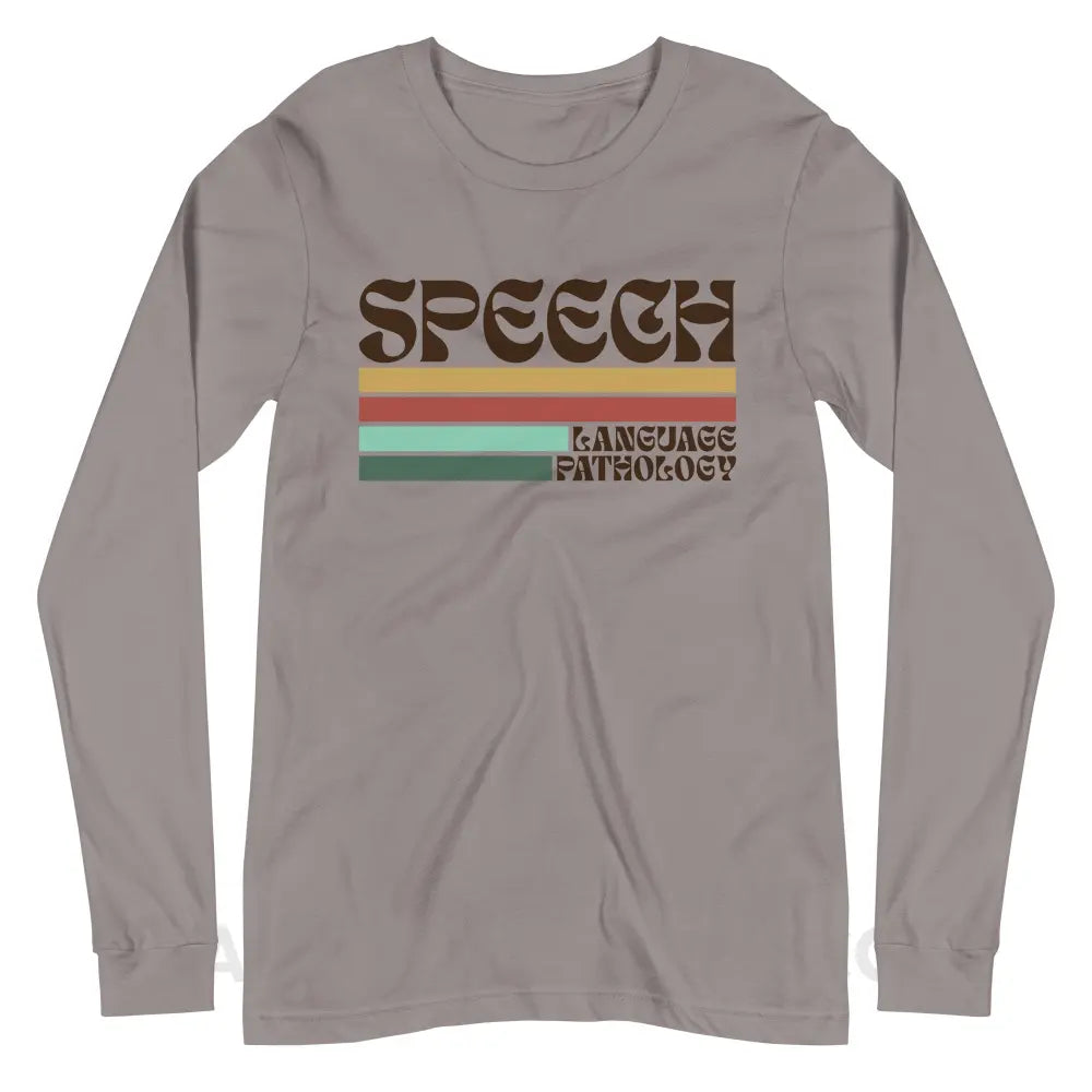 Mellow Stripes Speech Premium Long Sleeve - Storm / XS - peachiespeechie.com