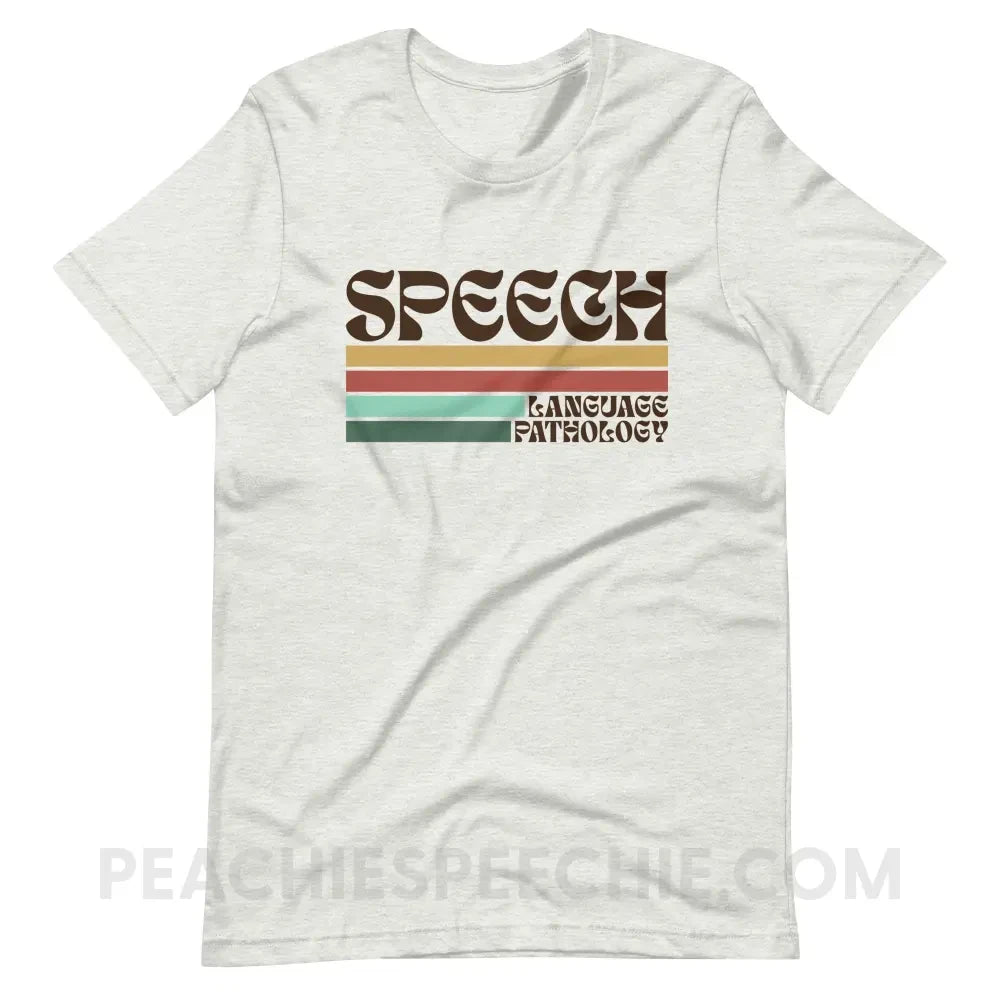 Mellow Stripes Speech Premium Soft Tee - Ash / S - peachiespeechie.com