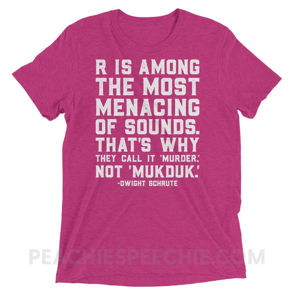 Menacing R Dwight Quote Tri-Blend Tee - Berry Triblend / XS - T-Shirts & Tops peachiespeechie.com