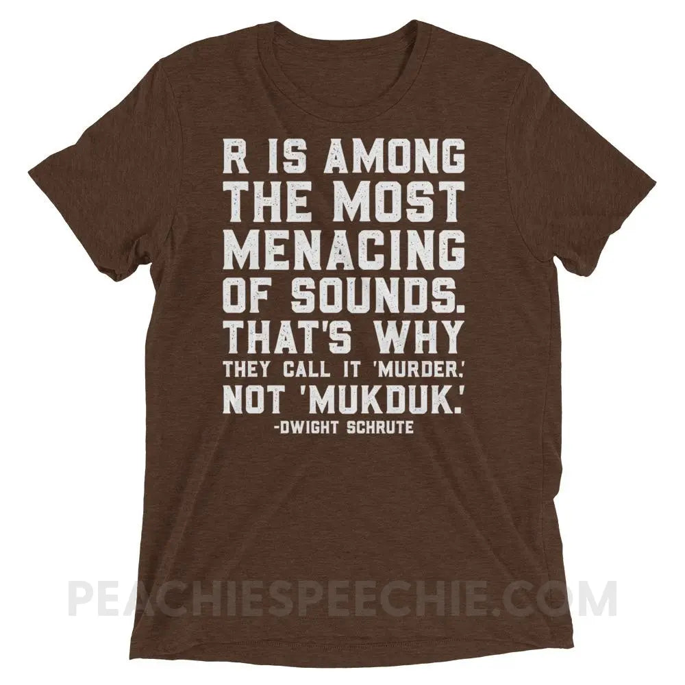 Menacing R Dwight Quote Tri-Blend Tee - Brown Triblend / XS - T-Shirts & Tops peachiespeechie.com