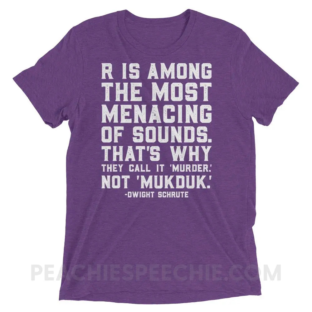 Menacing R Dwight Quote Tri-Blend Tee - Purple Triblend / XS - T-Shirts & Tops peachiespeechie.com