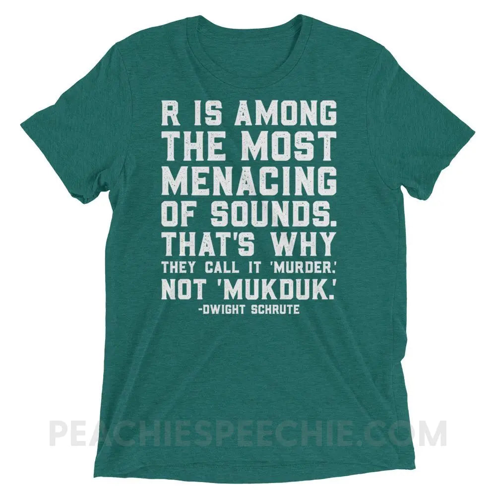 Menacing R Dwight Quote Tri-Blend Tee - Teal Triblend / XS - T-Shirts & Tops peachiespeechie.com