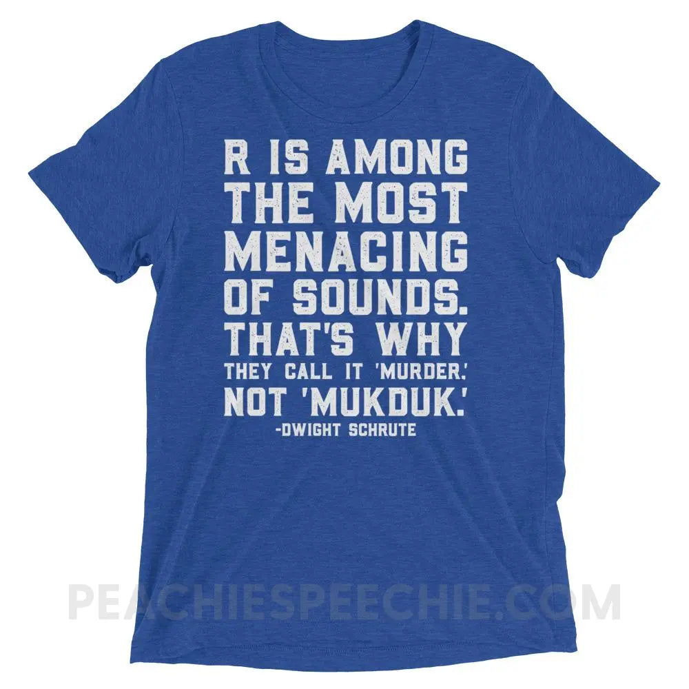 Menacing R Dwight Quote Tri-Blend Tee - True Royal Triblend / XS - T-Shirts & Tops peachiespeechie.com