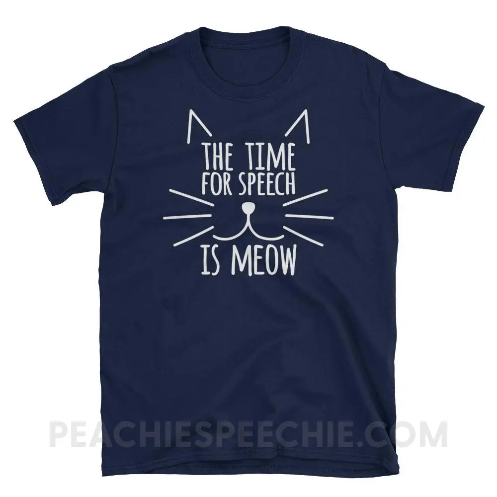 Meow Speech Classic Tee - Navy / S - T-Shirts & Tops peachiespeechie.com