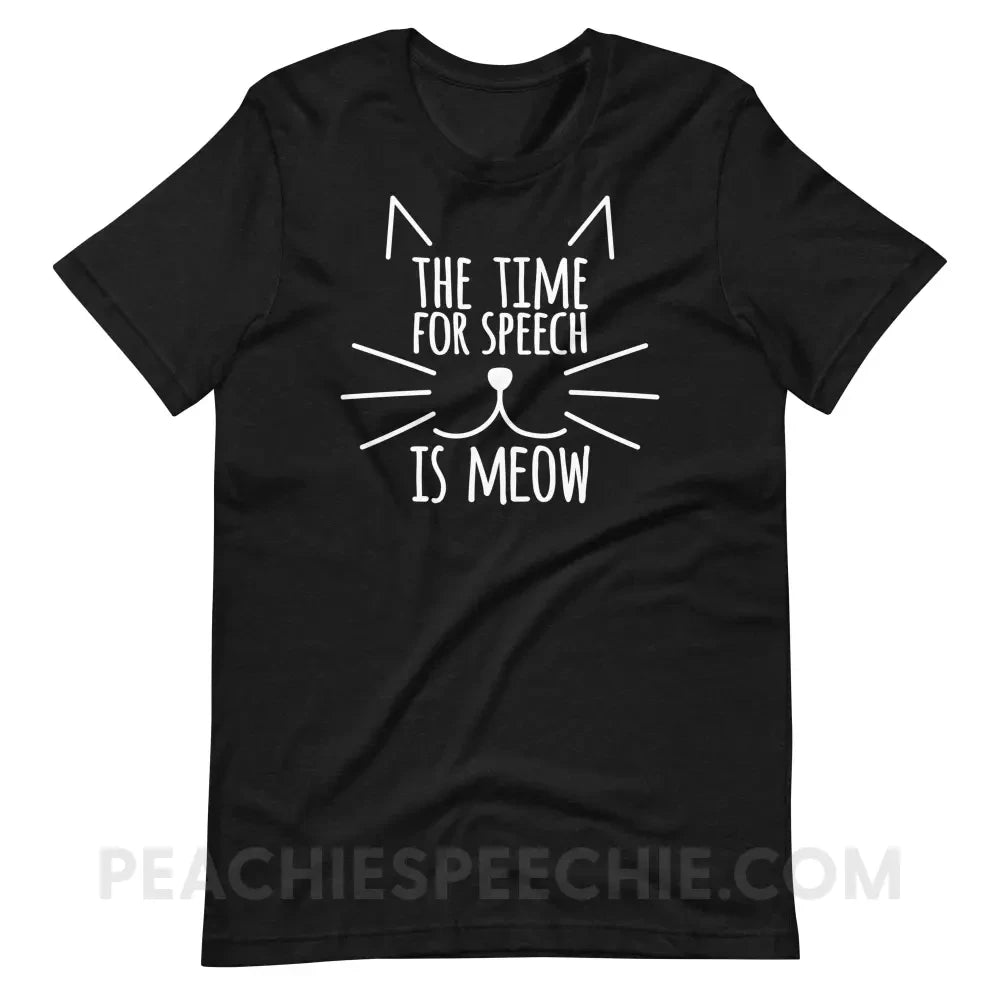 Meow Speech Premium Soft Tee - Black Heather / XS - T-Shirts & Tops peachiespeechie.com