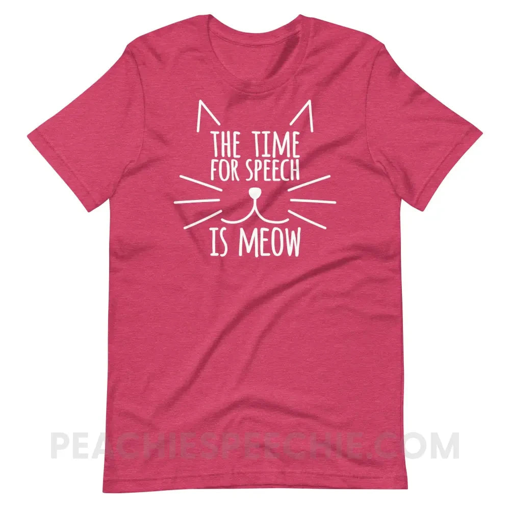 Meow Speech Premium Soft Tee - Heather Raspberry / S - T-Shirts & Tops peachiespeechie.com