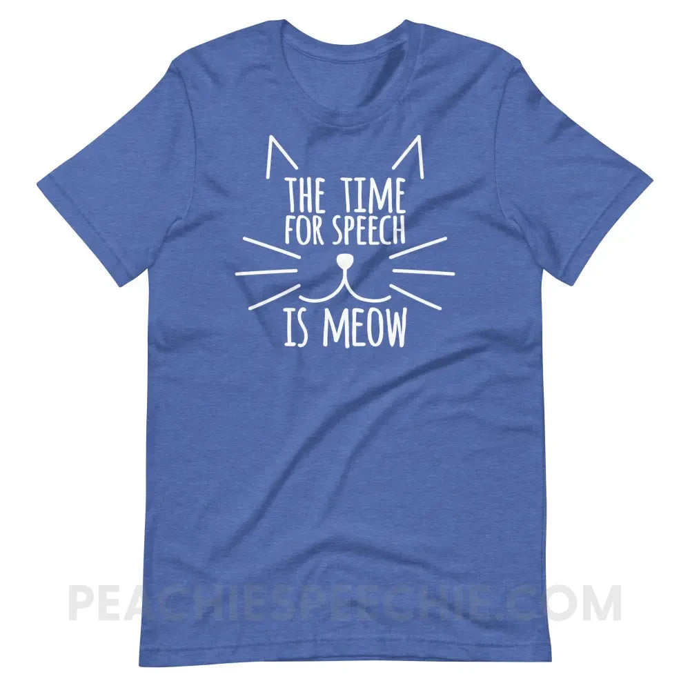Meow Speech Premium Soft Tee - Heather True Royal / S - T-Shirts & Tops peachiespeechie.com