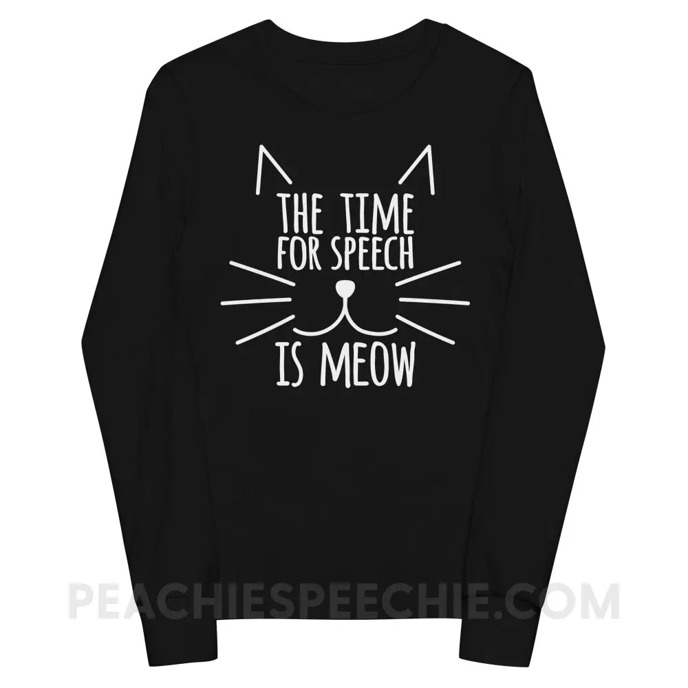 Meow Speech Premium Youth Long Sleeve - Black / S - peachiespeechie.com